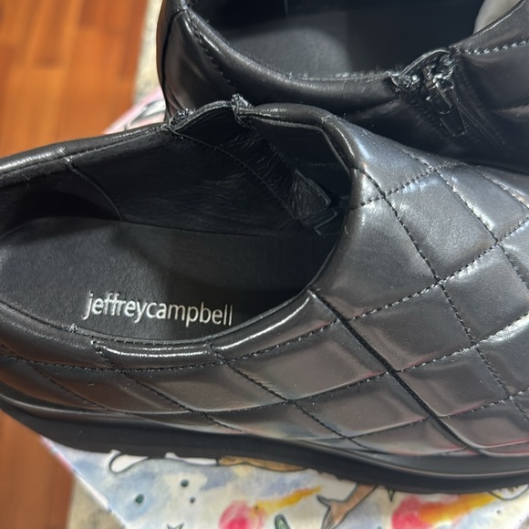 *NEW* JEFFREY CAMPBELL QUILTED BLACK ZIP LOAFER SHOE SIZE 38 - Picture 4 of 9